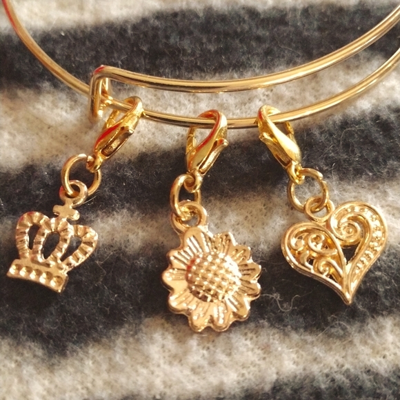 Gold Bangle Charm Bracelet - Picture 2 of 2